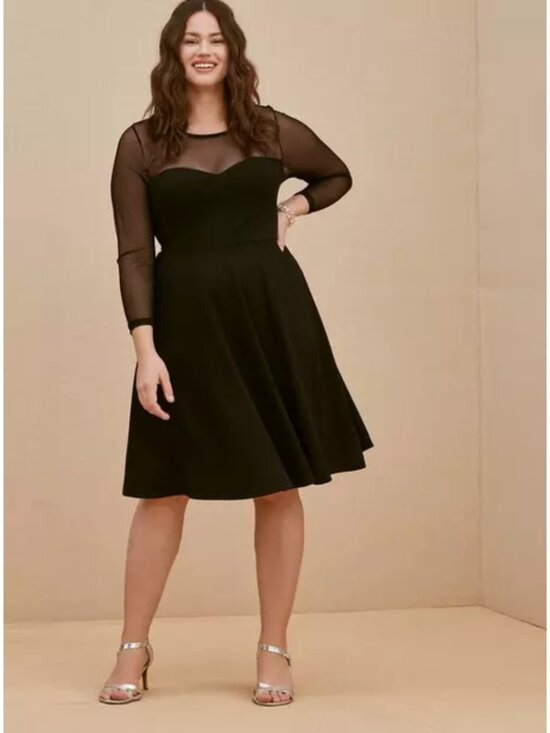 torrid Dresses & Skirts - Torrid Mini Studio Luxe Ponte And Mesh Illusion Dress NWT Size 10 Feminine